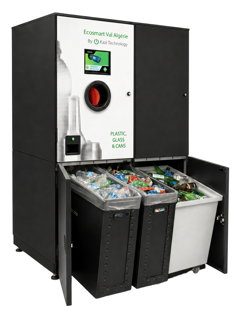 RVM XL Ecosmart Val — portes ouvertes avec trois bacs